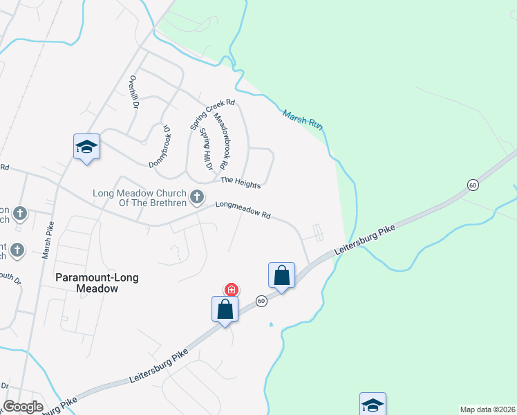 map of restaurants, bars, coffee shops, grocery stores, and more near 19710 Longmeadow Rd in Hagerstown