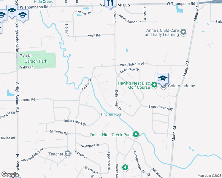 map of restaurants, bars, coffee shops, grocery stores, and more near 5505 Closser Court in Indianapolis