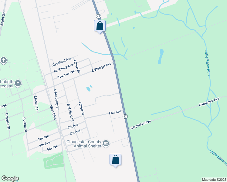 map of restaurants, bars, coffee shops, grocery stores, and more near 223 North Delsea Drive in Glassboro