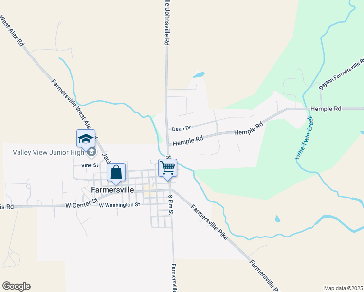 map of restaurants, bars, coffee shops, grocery stores, and more near 54 Hemple Rd in Farmersville