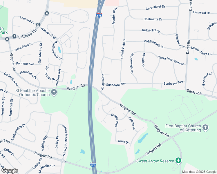map of restaurants, bars, coffee shops, grocery stores, and more near 4313 Sunbeam Avenue in Dayton