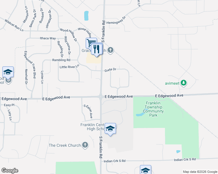 map of restaurants, bars, coffee shops, grocery stores, and more near 5914 South Fenton Avenue in Indianapolis