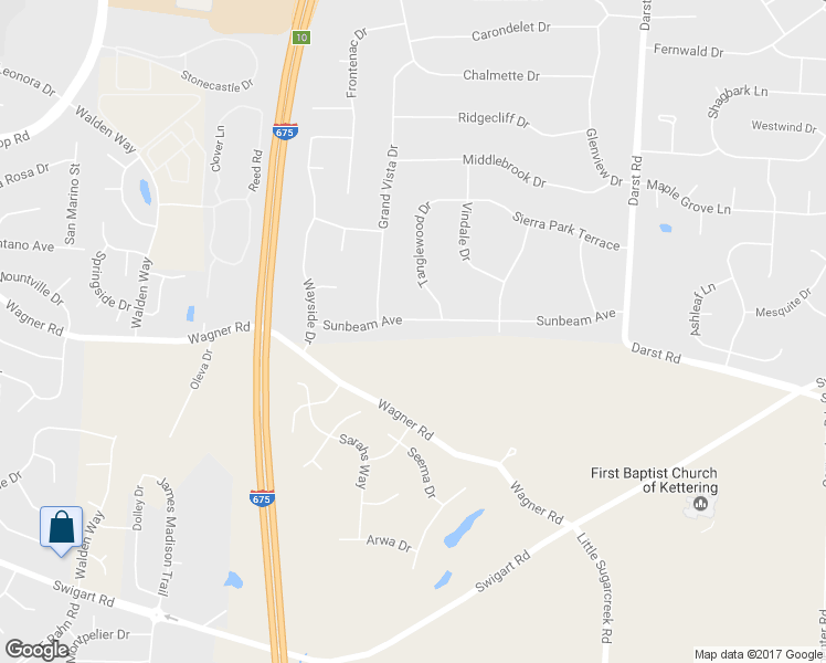 map of restaurants, bars, coffee shops, grocery stores, and more near 4231 Sunbeam Avenue in Dayton