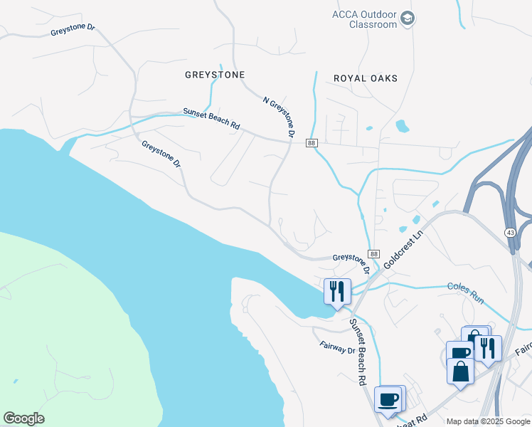 map of restaurants, bars, coffee shops, grocery stores, and more near 3101 North Greystone Drive in Morgantown