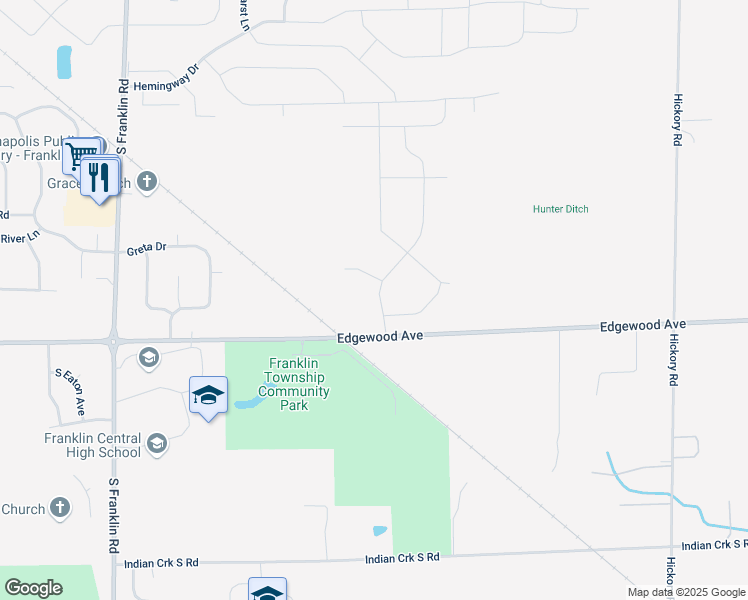 map of restaurants, bars, coffee shops, grocery stores, and more near 9020 East Edgewood Avenue in Indianapolis