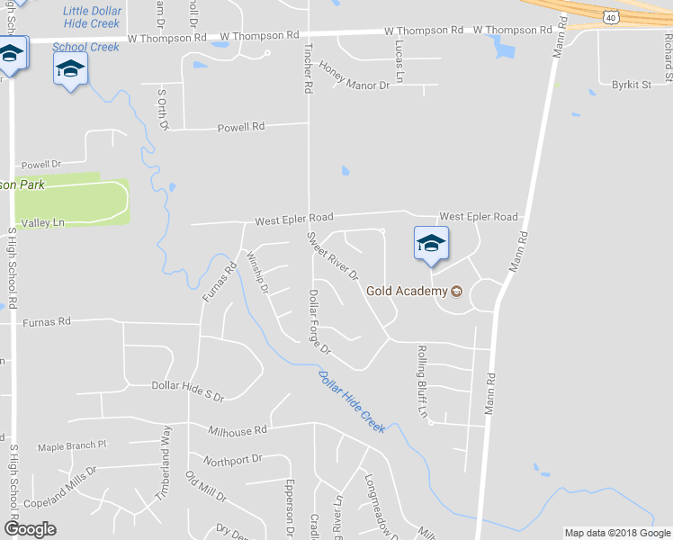 map of restaurants, bars, coffee shops, grocery stores, and more near 5586 Sweet River Drive in Indianapolis