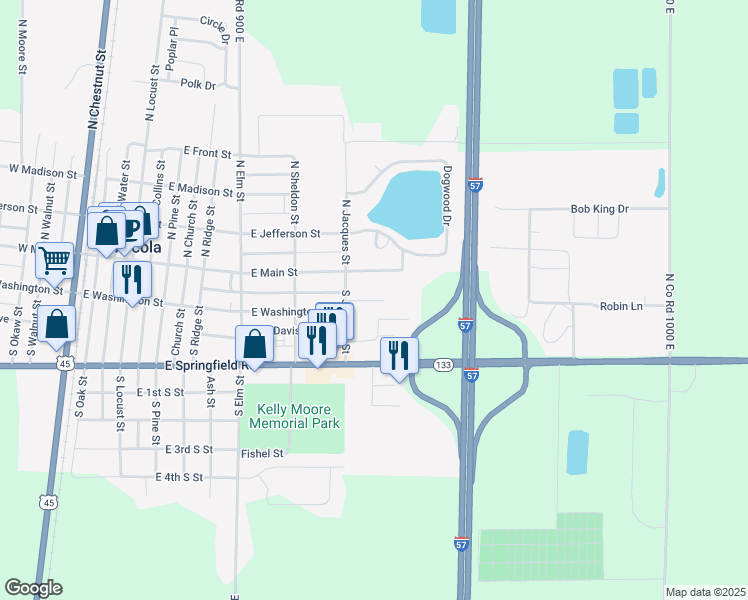 map of restaurants, bars, coffee shops, grocery stores, and more near 600-698 Moca Court in Arcola
