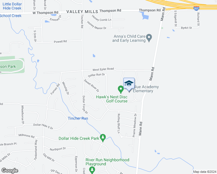 map of restaurants, bars, coffee shops, grocery stores, and more near 5565 Dollar Run Lane in Indianapolis