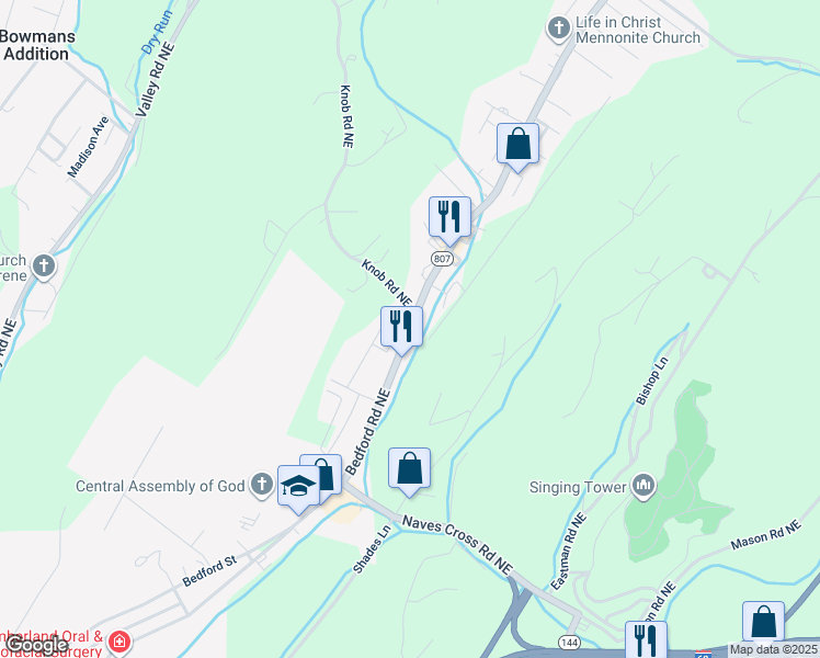 map of restaurants, bars, coffee shops, grocery stores, and more near 11600 Bedford Road Northeast in Cumberland