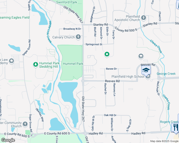 map of restaurants, bars, coffee shops, grocery stores, and more near 1557 Wells Drive in Plainfield