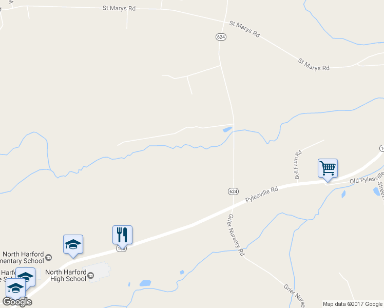 map of restaurants, bars, coffee shops, grocery stores, and more near 4206 Graceton Road in Pylesville