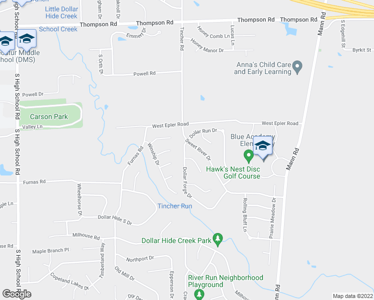map of restaurants, bars, coffee shops, grocery stores, and more near 5561 Dollar Forge Drive in Indianapolis