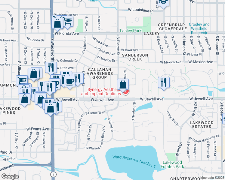 map of restaurants, bars, coffee shops, grocery stores, and more near in 