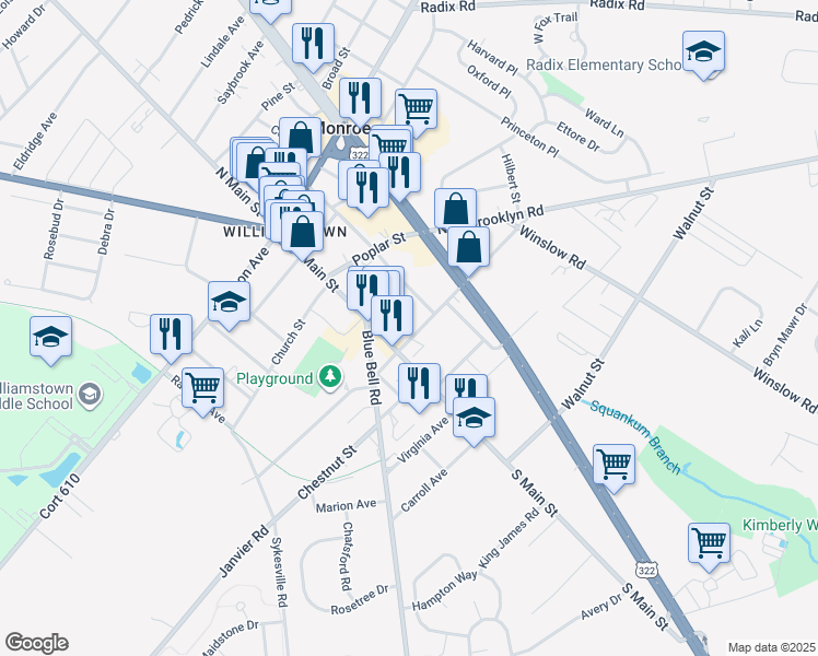 map of restaurants, bars, coffee shops, grocery stores, and more near 331 Clinton Avenue in Monroe