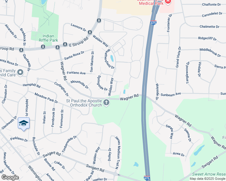 map of restaurants, bars, coffee shops, grocery stores, and more near 428 Craftsbury Court in Dayton