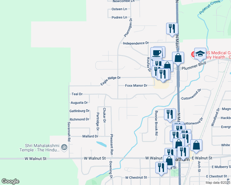 map of restaurants, bars, coffee shops, grocery stores, and more near 55 Ptarmigan Drive in Chatham