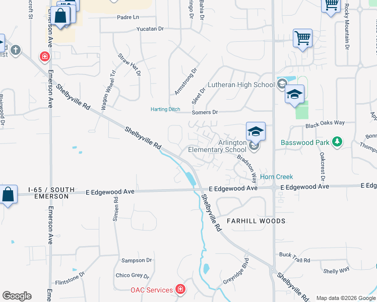 map of restaurants, bars, coffee shops, grocery stores, and more near 5745 Misty Ridge Circle in Indianapolis