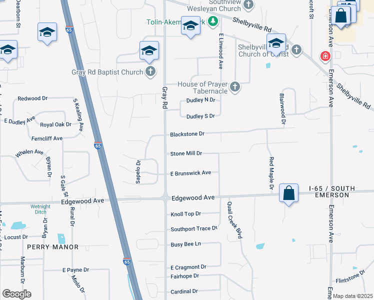 map of restaurants, bars, coffee shops, grocery stores, and more near 4335 Blackstone Drive in Indianapolis