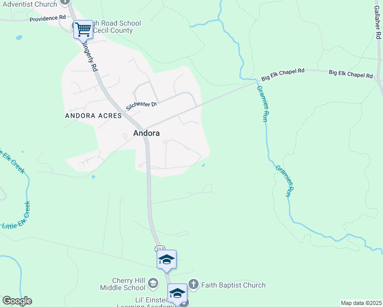 map of restaurants, bars, coffee shops, grocery stores, and more near 91 Andora Drive in Elkton