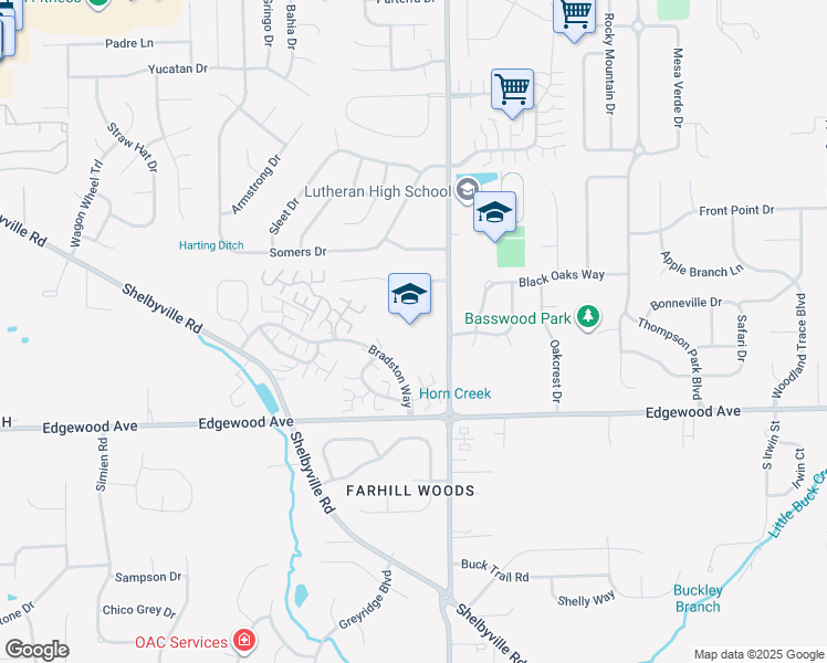 map of restaurants, bars, coffee shops, grocery stores, and more near 5814 South Arlington Avenue in Indianapolis