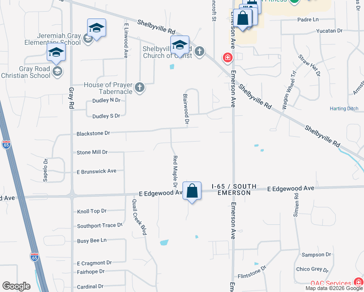 map of restaurants, bars, coffee shops, grocery stores, and more near 4804 Goldenrain Court in Indianapolis