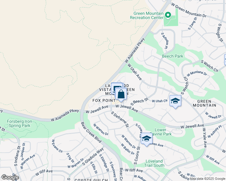 map of restaurants, bars, coffee shops, grocery stores, and more near in Lakewood