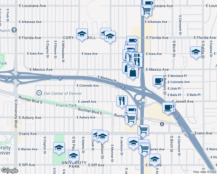 map of restaurants, bars, coffee shops, grocery stores, and more near in 