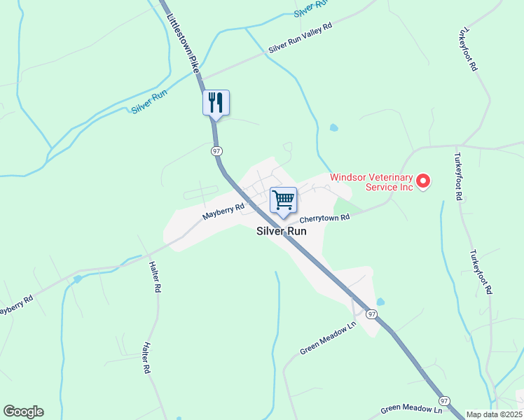 map of restaurants, bars, coffee shops, grocery stores, and more near 3973 Littlestown Pike in Westminster