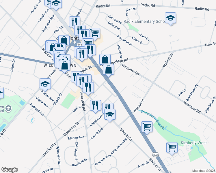 map of restaurants, bars, coffee shops, grocery stores, and more near 420 Madison Avenue in Monroe