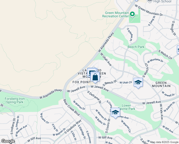 map of restaurants, bars, coffee shops, grocery stores, and more near in Lakewood