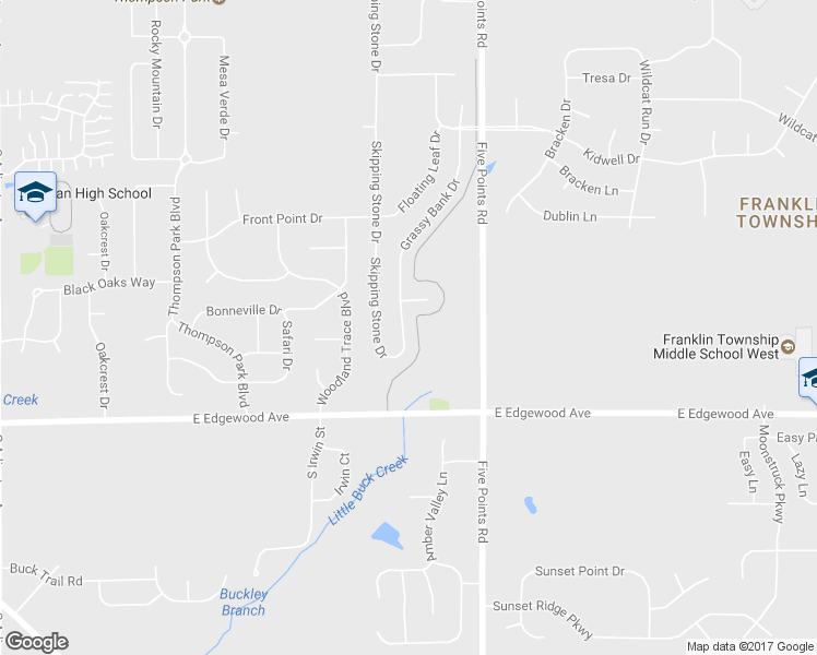map of restaurants, bars, coffee shops, grocery stores, and more near 5801 Grassy Bank Drive in Indianapolis