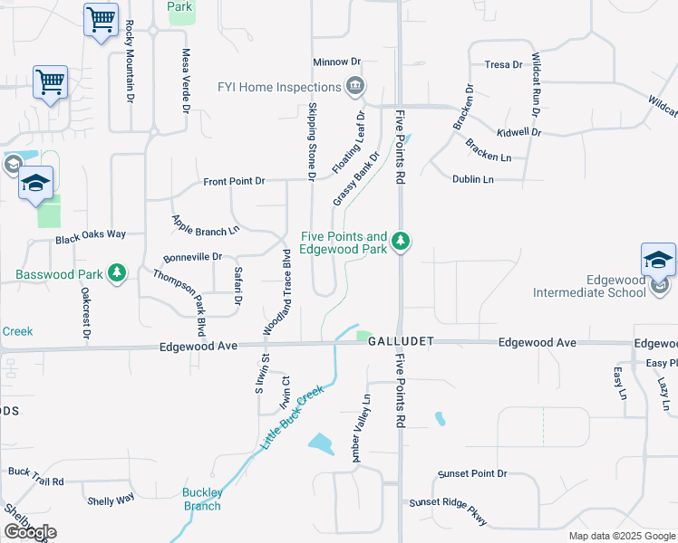 map of restaurants, bars, coffee shops, grocery stores, and more near 5801 Grassy Bank Drive in Indianapolis