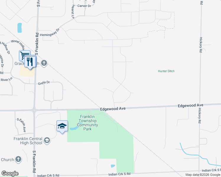 map of restaurants, bars, coffee shops, grocery stores, and more near 9038 Jagged Lane in Indianapolis