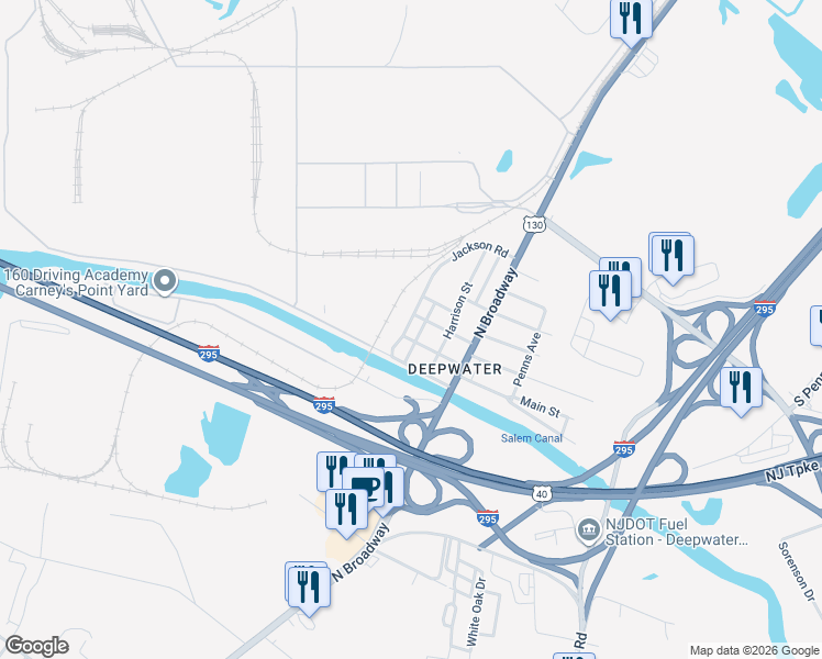 map of restaurants, bars, coffee shops, grocery stores, and more near 55 Jackson Road in Pennsville Township