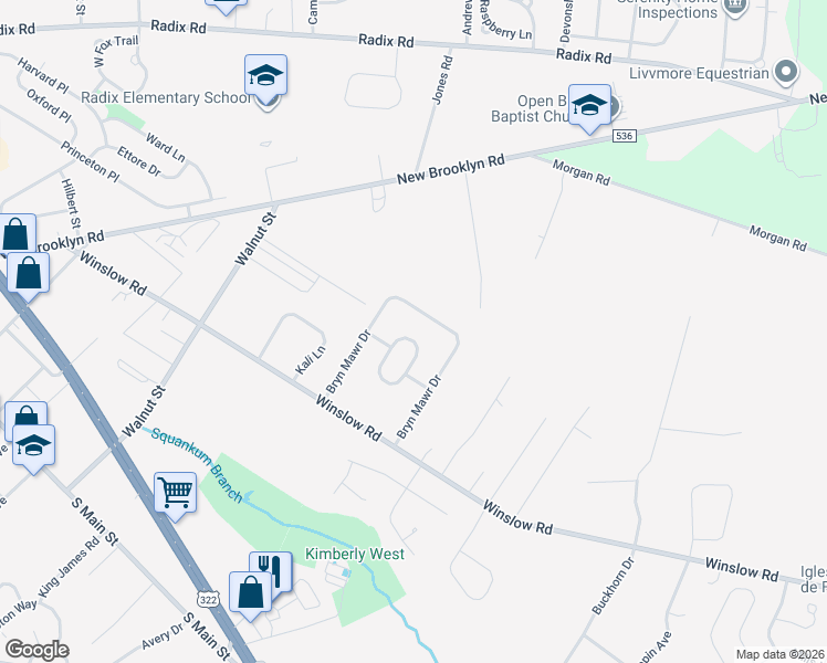 map of restaurants, bars, coffee shops, grocery stores, and more near 209 Kenmore Drive in Monroe