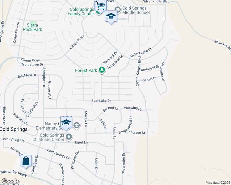 map of restaurants, bars, coffee shops, grocery stores, and more near 17533 Javalina Court in Reno