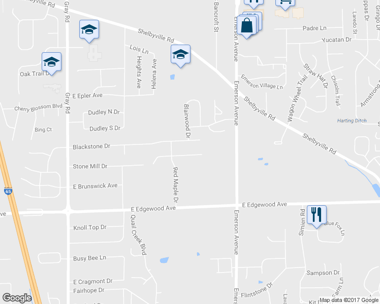 map of restaurants, bars, coffee shops, grocery stores, and more near 4804 Goldenrain Court in Indianapolis