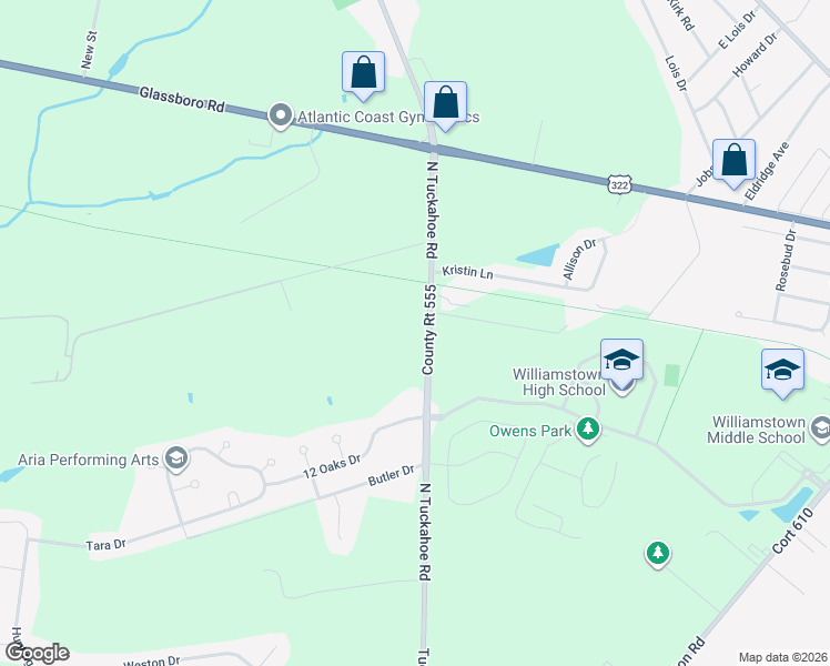 map of restaurants, bars, coffee shops, grocery stores, and more near 757 North Tuckahoe Road in Monroe Township