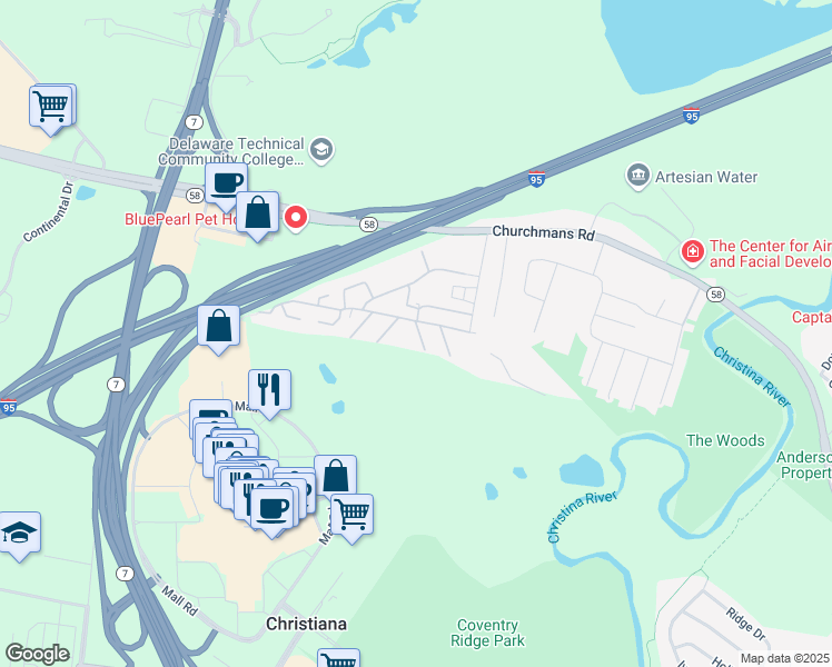 map of restaurants, bars, coffee shops, grocery stores, and more near 27 Golf View Drive in Newark
