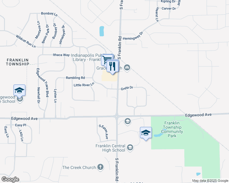 map of restaurants, bars, coffee shops, grocery stores, and more near 8351 Brambleberry Drive in Indianapolis