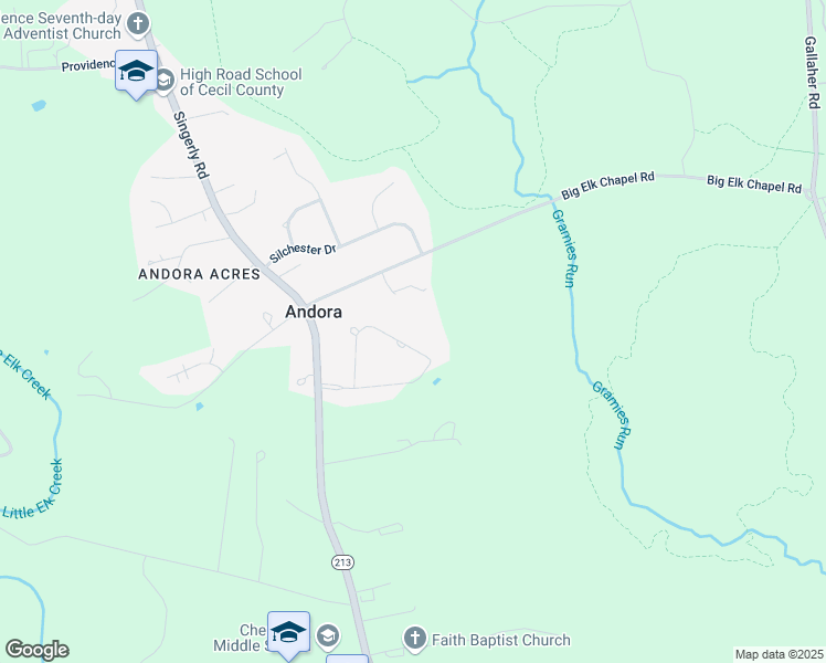 map of restaurants, bars, coffee shops, grocery stores, and more near 91 Andora Drive in Elkton