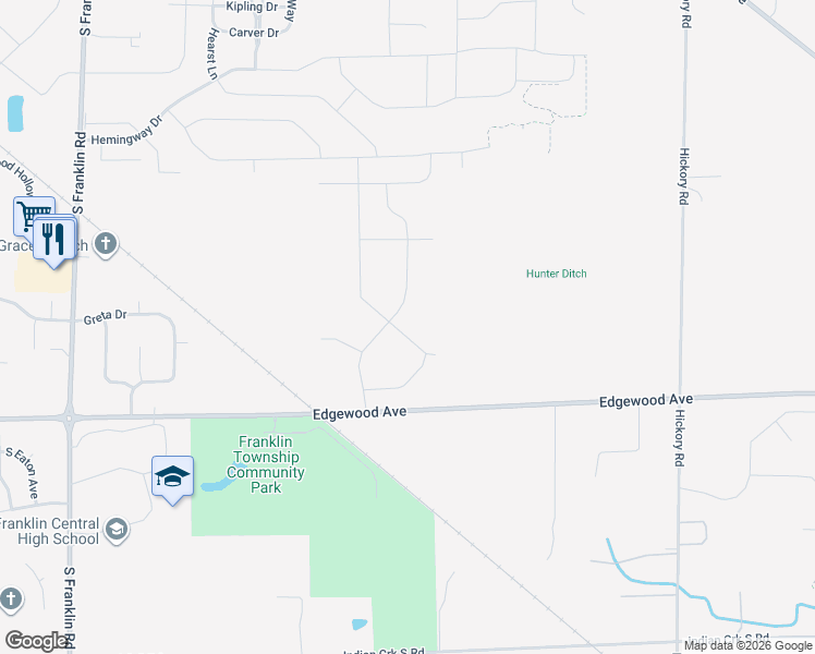 map of restaurants, bars, coffee shops, grocery stores, and more near 9024 East Edgewood Avenue in Indianapolis