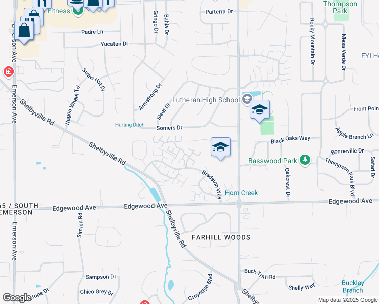 map of restaurants, bars, coffee shops, grocery stores, and more near 5819 Quail Roost Court in Indianapolis