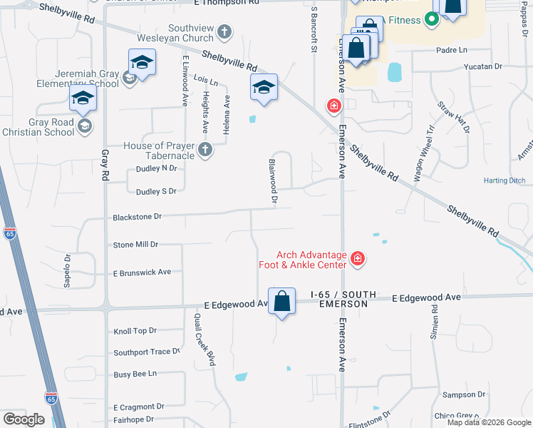 map of restaurants, bars, coffee shops, grocery stores, and more near 4804 Goldenrain Court in Indianapolis