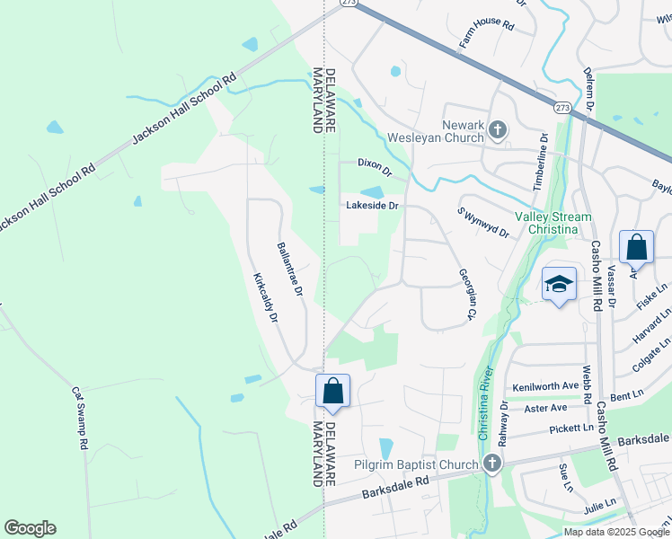 map of restaurants, bars, coffee shops, grocery stores, and more near 405 Leahy Drive in Newark