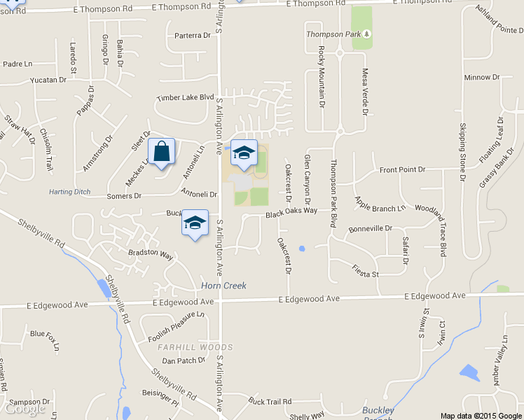 map of restaurants, bars, coffee shops, grocery stores, and more near 6120 Black Oaks Way in Indianapolis