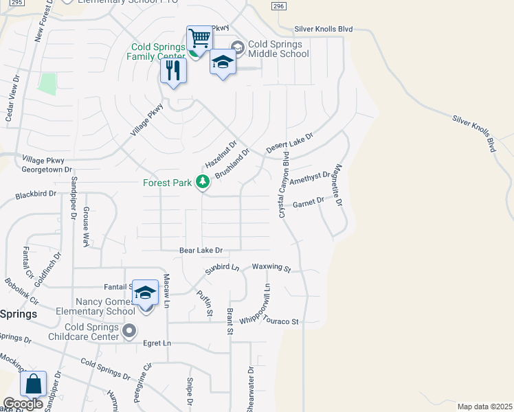 map of restaurants, bars, coffee shops, grocery stores, and more near 17751 Buckshot Court in Reno