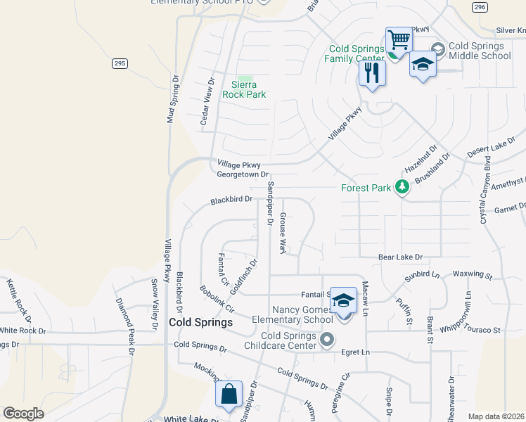 map of restaurants, bars, coffee shops, grocery stores, and more near 4070 Goldfinch Drive in Reno