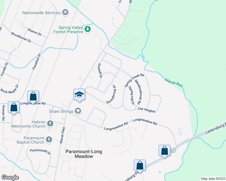 map of restaurants, bars, coffee shops, grocery stores, and more near 13564 Donnybrook Drive in Hagerstown