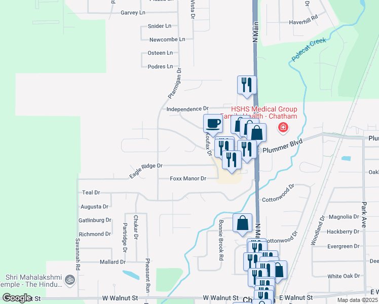 map of restaurants, bars, coffee shops, grocery stores, and more near 50 Gilliam Court in Chatham